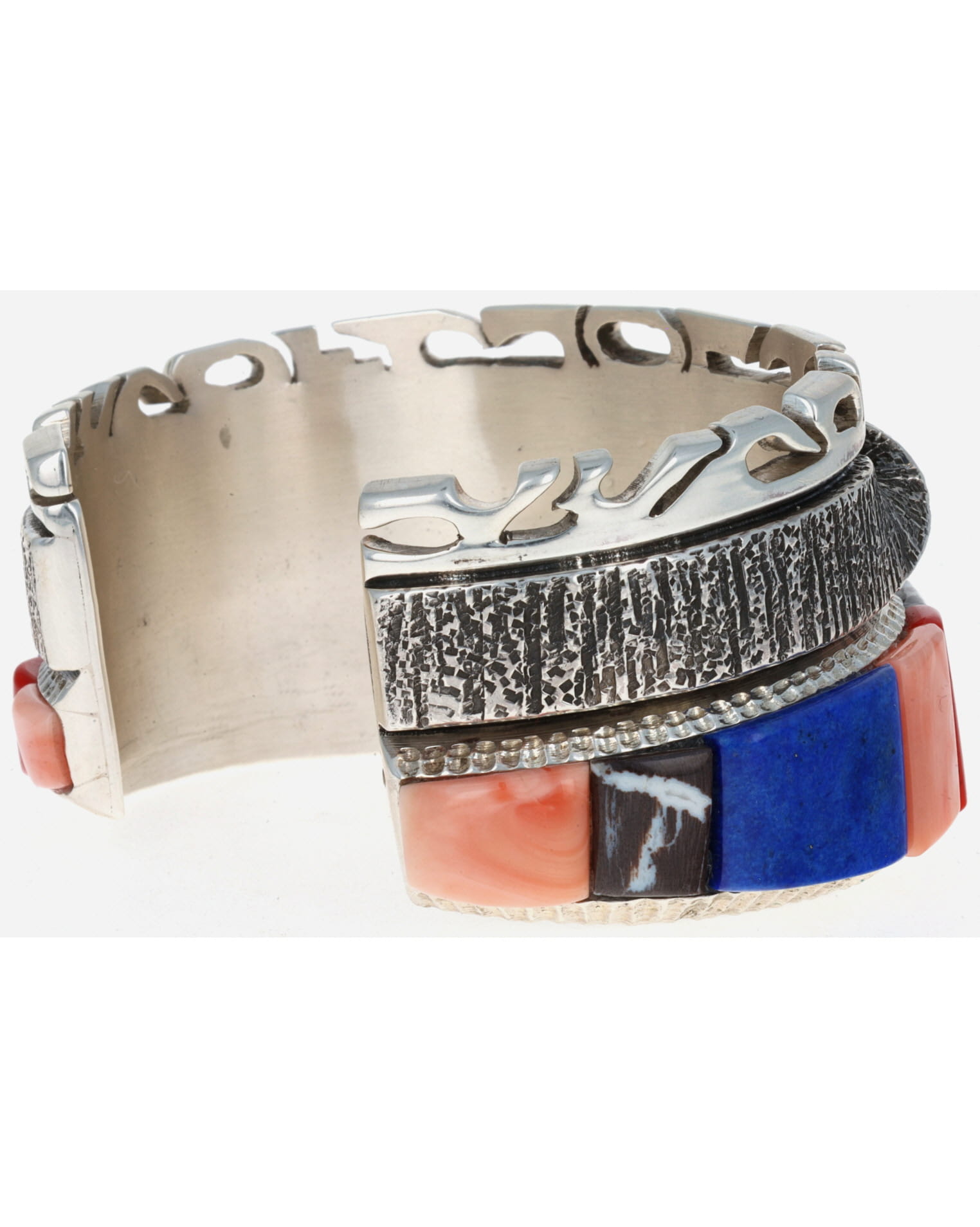 Heavy Twist Bracelet With Multi-Color Raised Cobblestone Inlay