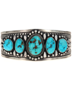 Natural Fox Turquoise 5-Stone Row Bracelet