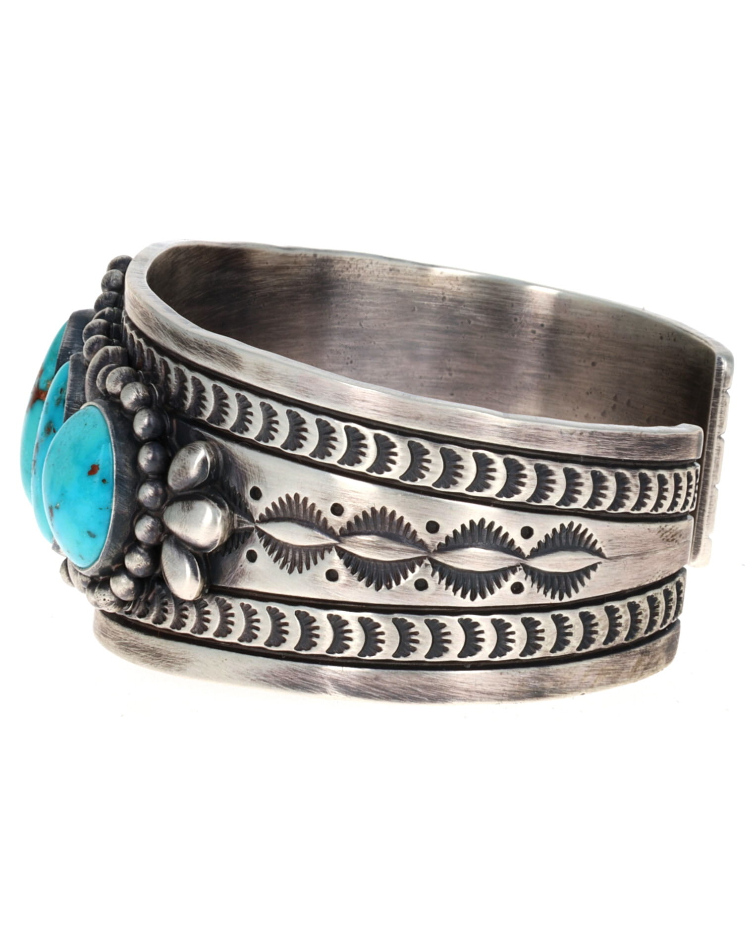 Natural Fox Turquoise 5-Stone Row Bracelet - $2,195 - STB#1997