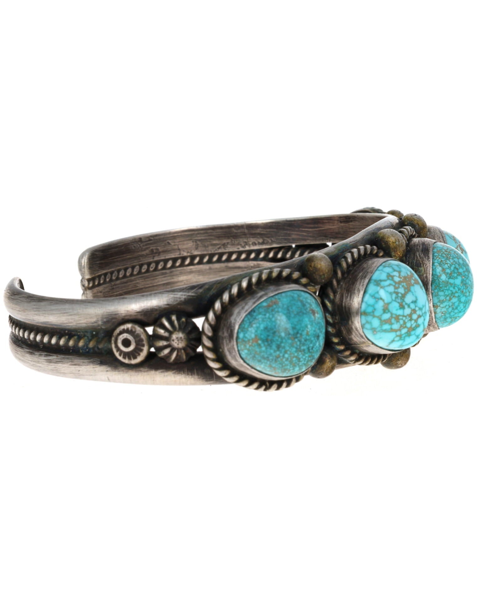 High Grade Natural #8 Microweb Turquoise 5-Stone Row Bracelet