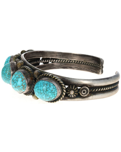 High Grade Natural #8 Microweb Turquoise 5-Stone Row Bracelet