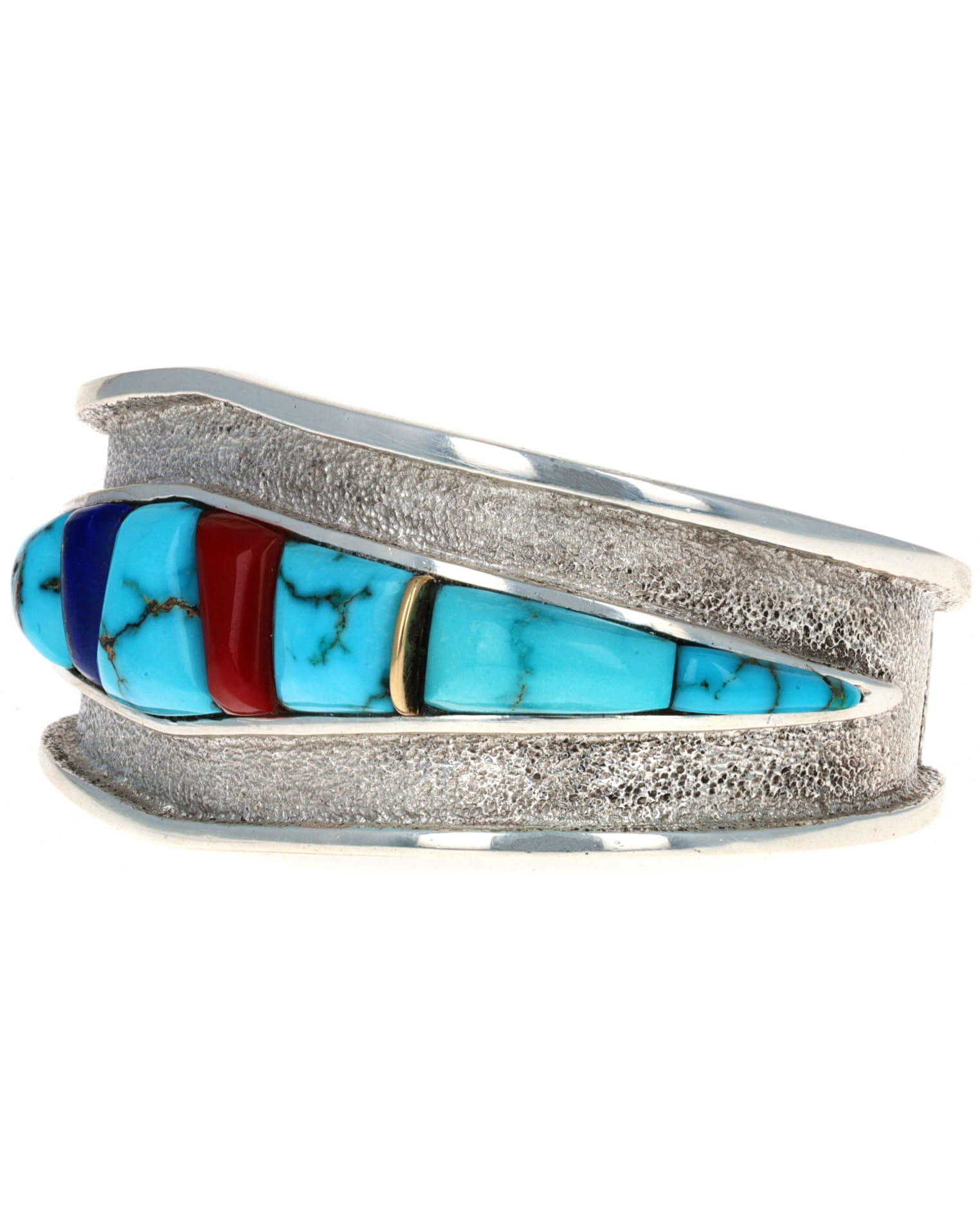 Multi-Color Raised Cobblestone Inlay Bracelet With 18K Gold Spacing Bars