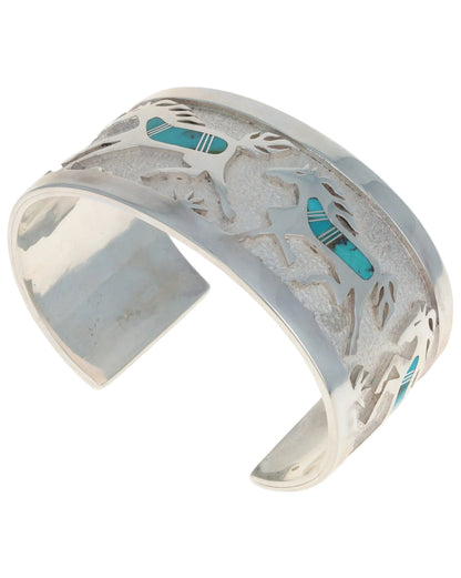 Natural Bisbee Turquoise Overlay Horse Bracelet