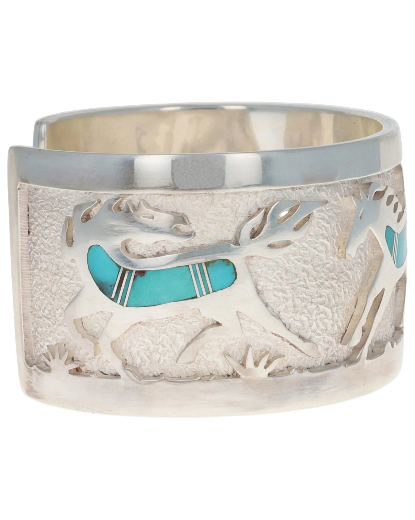 Natural Bisbee Turquoise Overlay Horse Bracelet