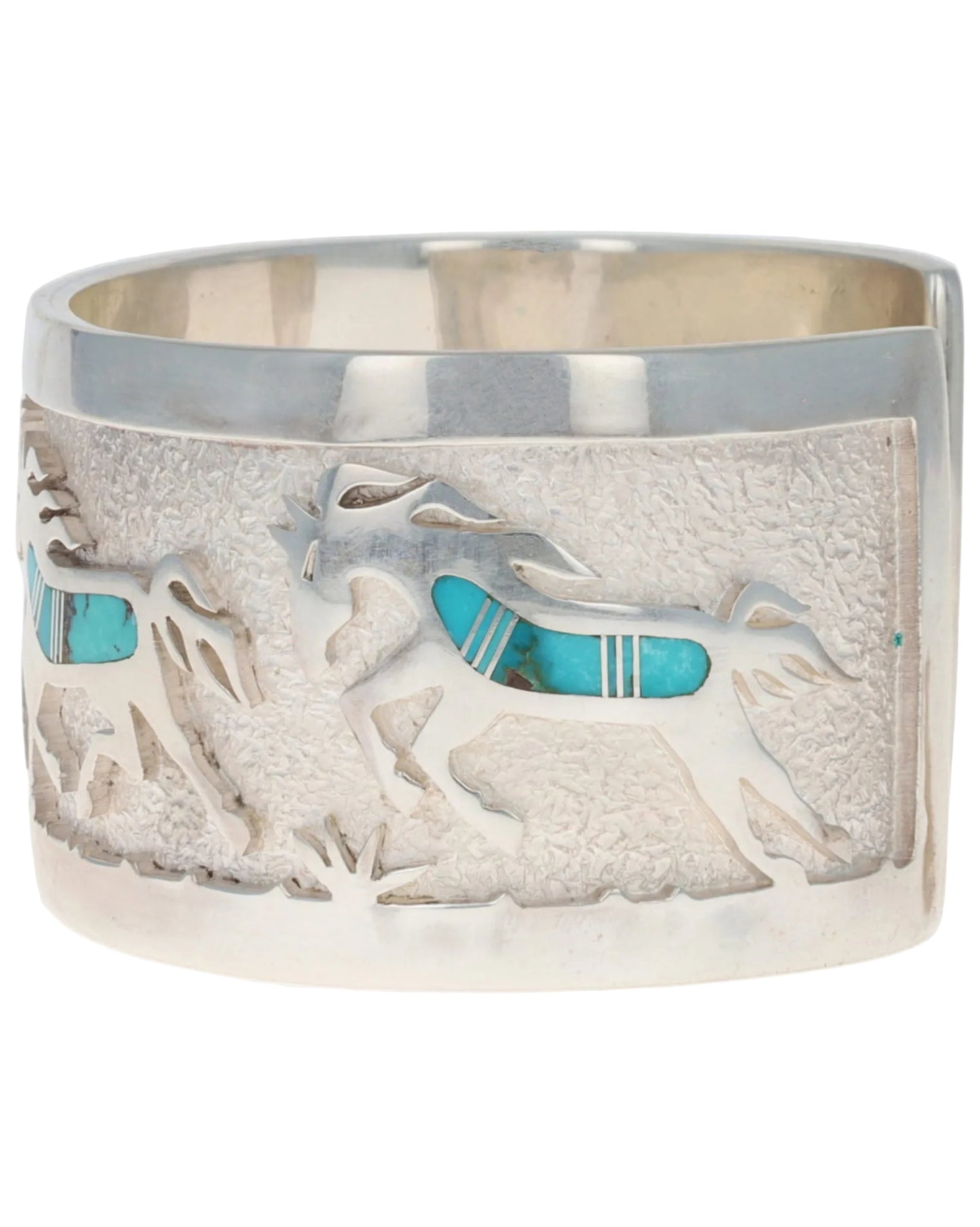 Natural Bisbee Turquoise Overlay Horse Bracelet