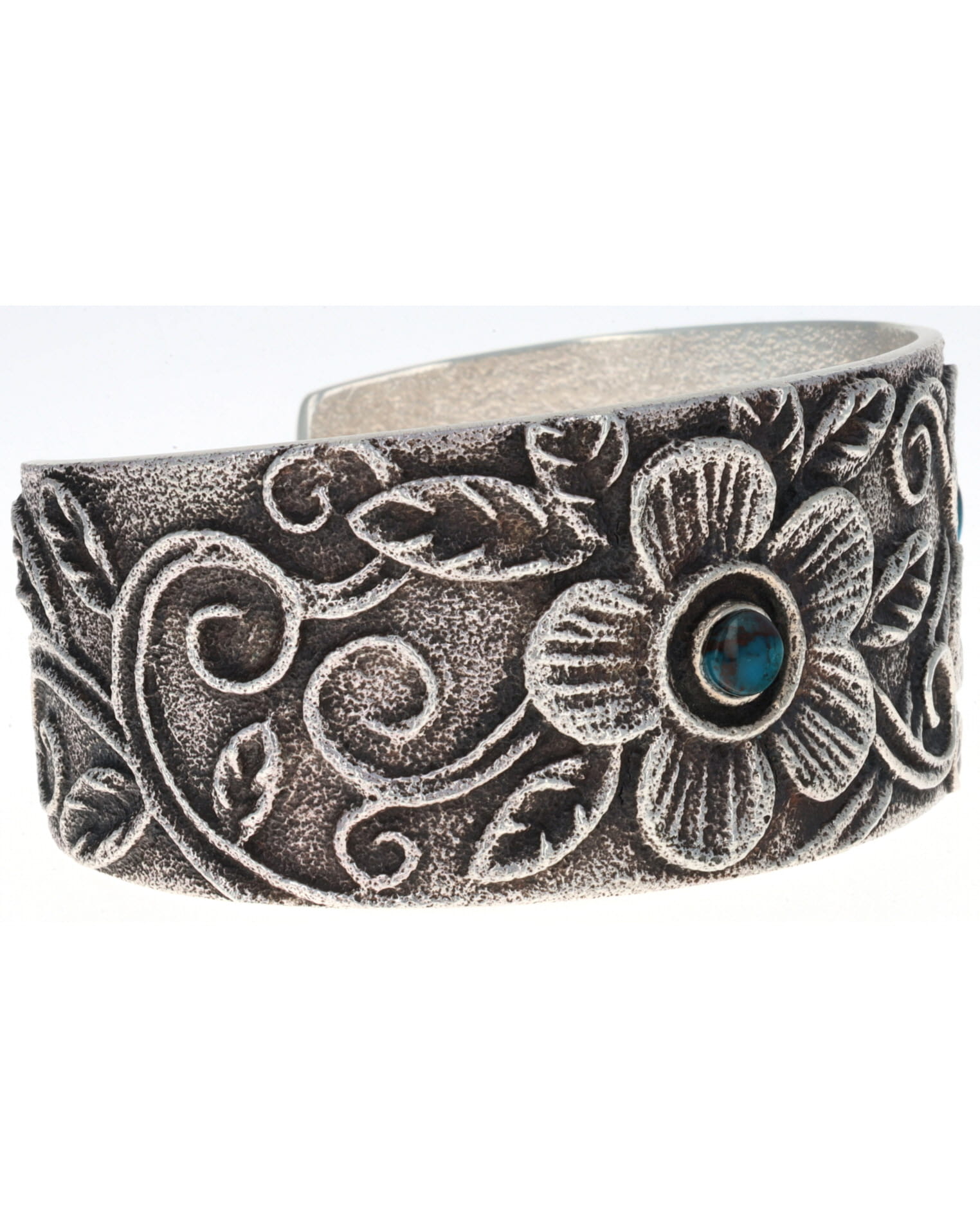 Natural Bisbee Turquoise Two-Flower Bracelet