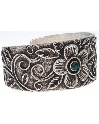 Natural Bisbee Turquoise Two-Flower Bracelet