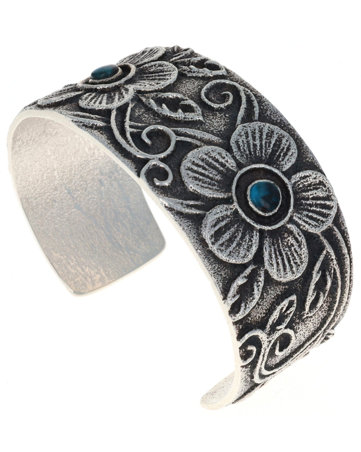 Natural Bisbee Turquoise Two-Flower Bracelet