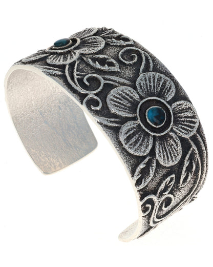Natural Bisbee Turquoise Two-Flower Bracelet