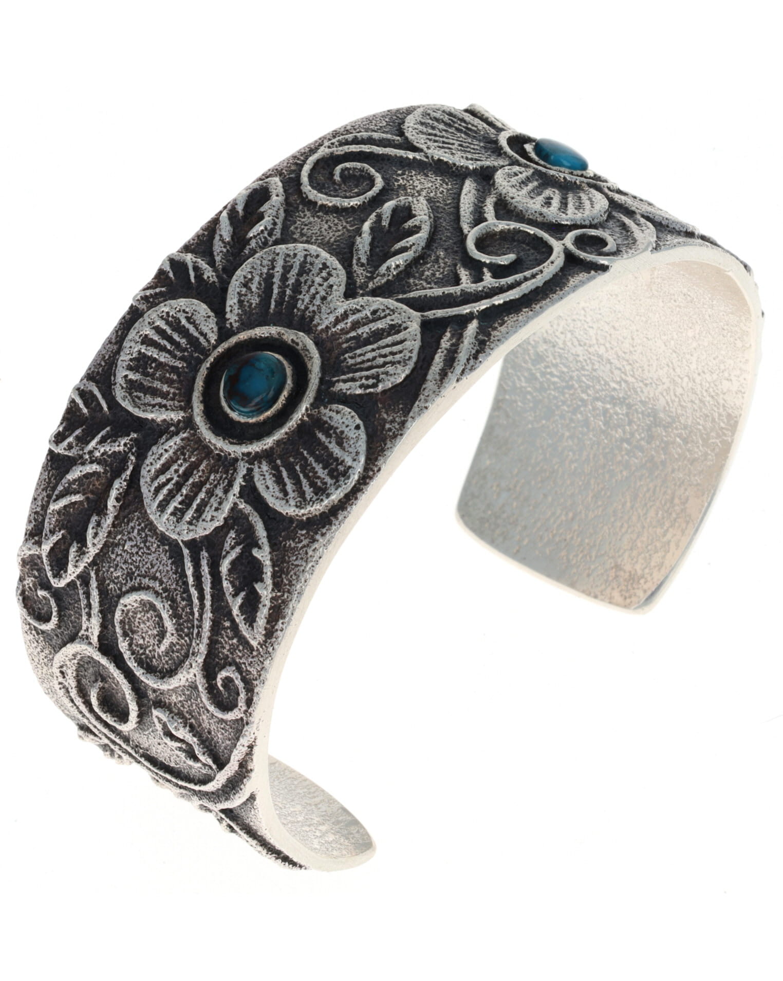 Natural Bisbee Turquoise Two-Flower Bracelet