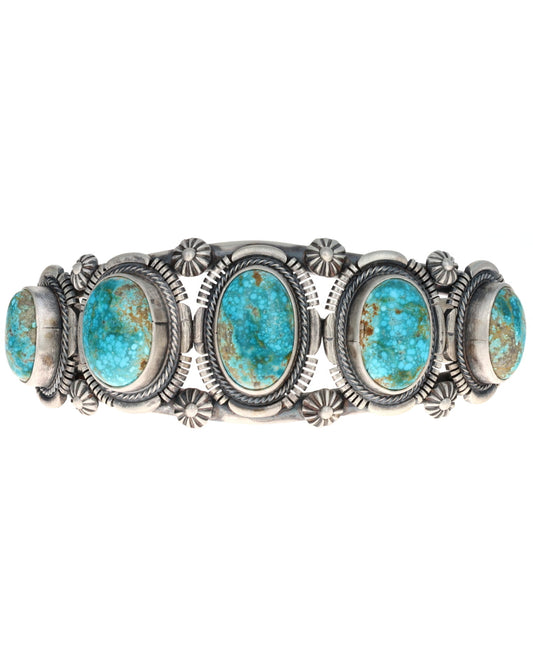Natural #8 Turquoise 5-Stone Row Bracelet