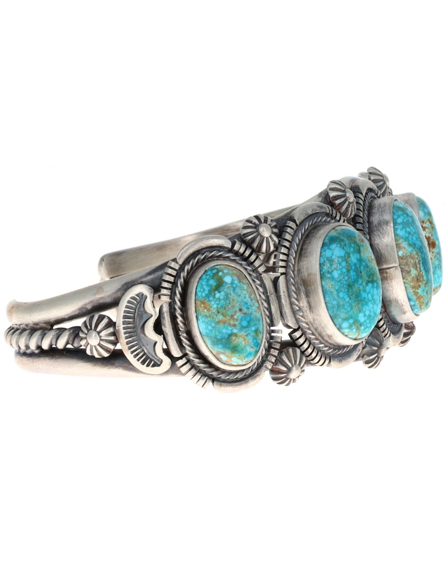 Natural #8 Turquoise 5-Stone Row Bracelet - $1,695 - STB#2014