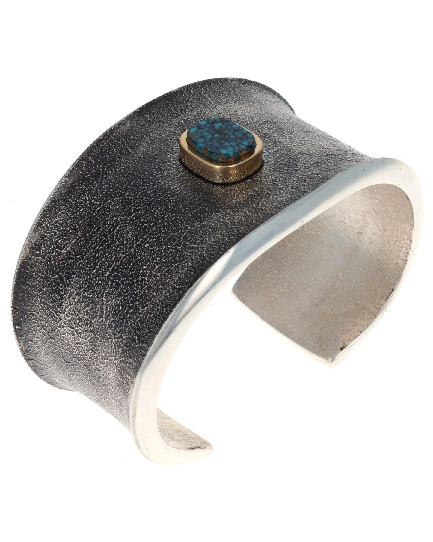 High Grade Natural Indian Mountain Turquoise Bracelet With 18K Gold Bezel