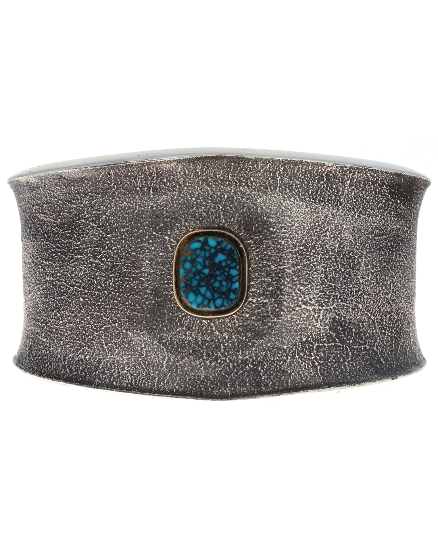 High Grade Natural Indian Mountain Turquoise Bracelet With 18K Gold Bezel