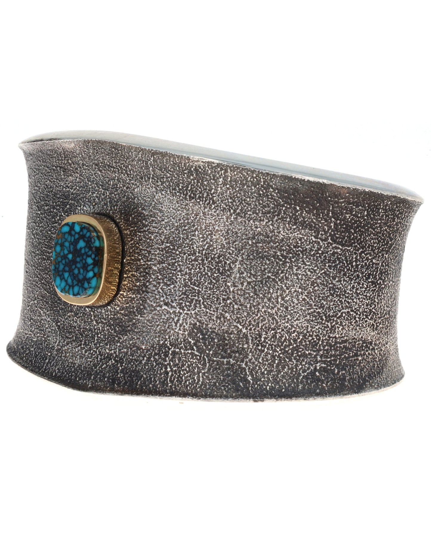 High Grade Natural Indian Mountain Turquoise Bracelet With 18K Gold Bezel