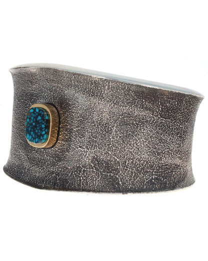 High Grade Natural Indian Mountain Turquoise Bracelet With 18K Gold Bezel