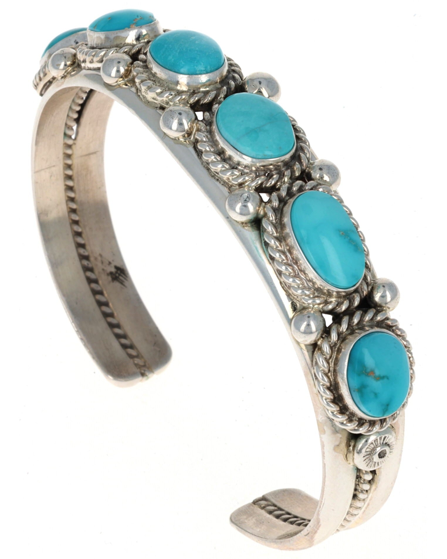 Natural Fox Turquoise 6-Stone Row Bracelet