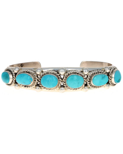 Natural Fox Turquoise 6-Stone Row Bracelet