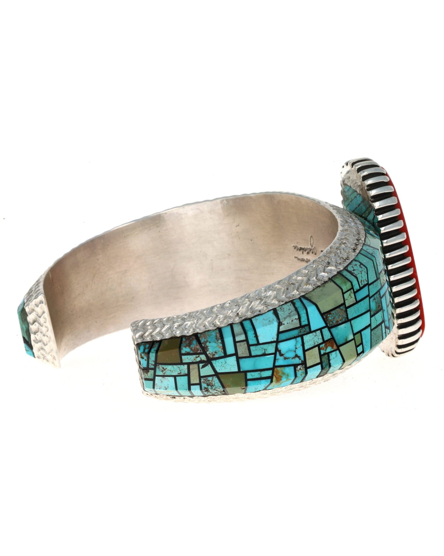 High Grade Coral & Turquoise Inlay Bracelet