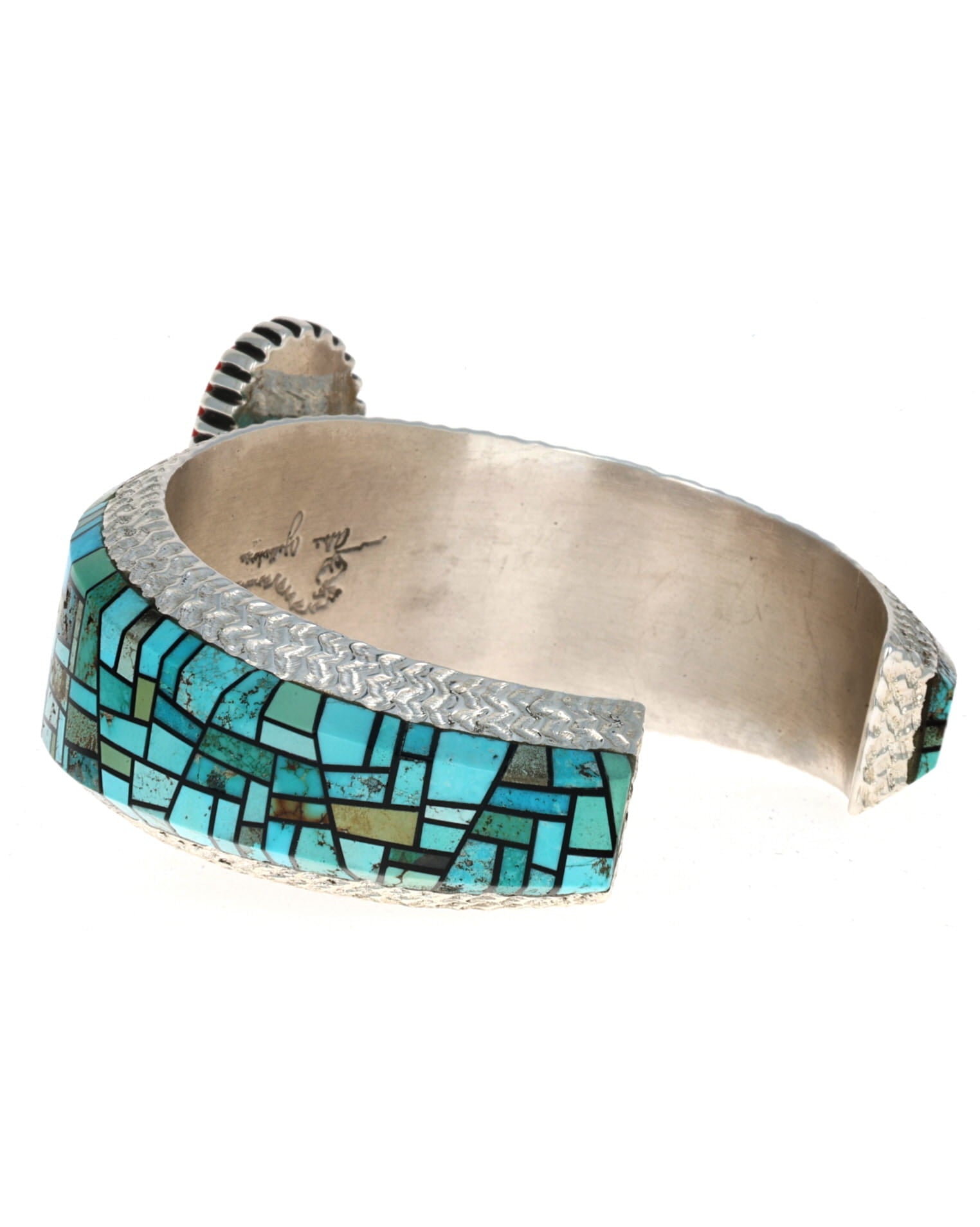 High Grade Coral & Turquoise Inlay Bracelet