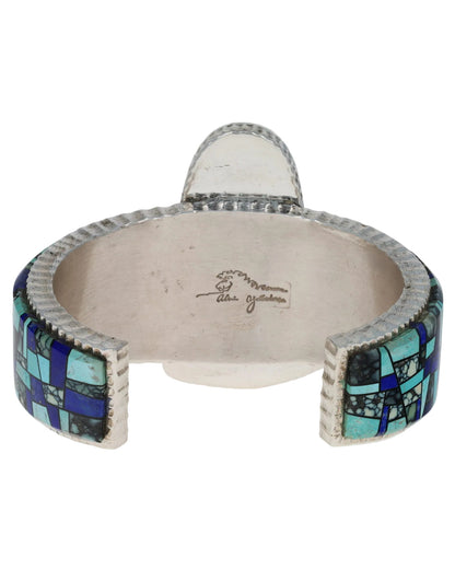 High Grade Natural Kingman Turquoise & Coral Bracelet With Inlay Design