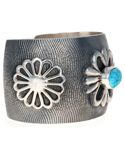 Natural Kingman Turquoise Wide Cuff Bracelet