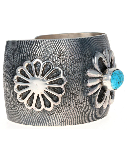 Natural Kingman Turquoise Wide Cuff Bracelet