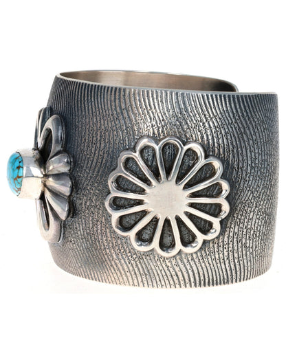 Natural Kingman Turquoise Wide Cuff Bracelet
