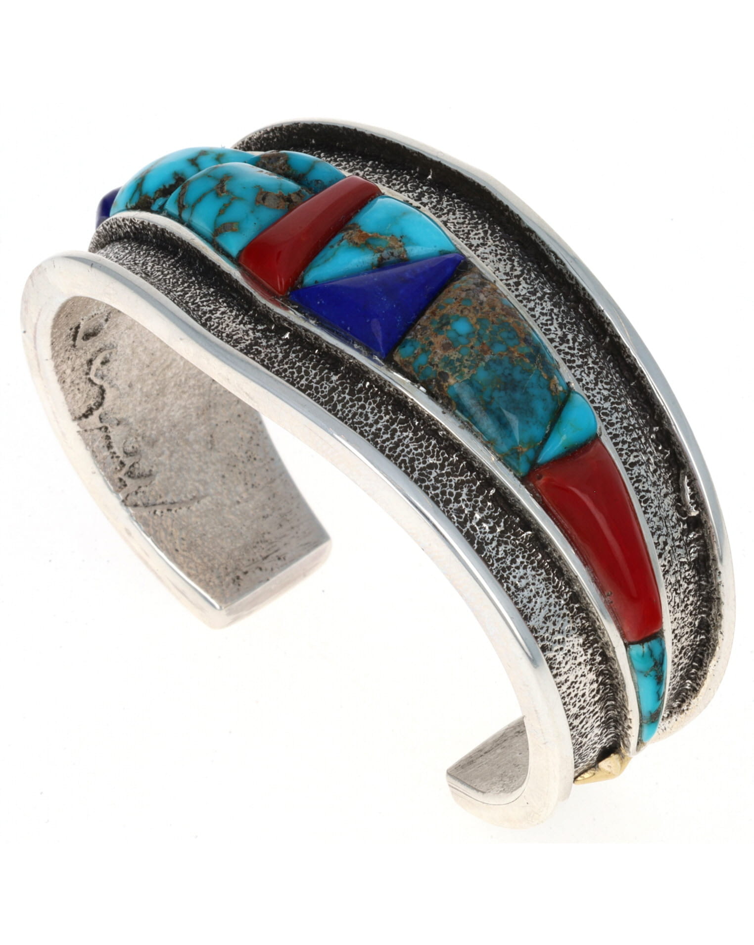 Multi-Color Raised Cobblestone Inlay Bracelet With 18K Gold Accents