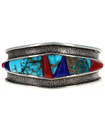 Multi-Color Raised Cobblestone Inlay Bracelet With 18K Gold Accents