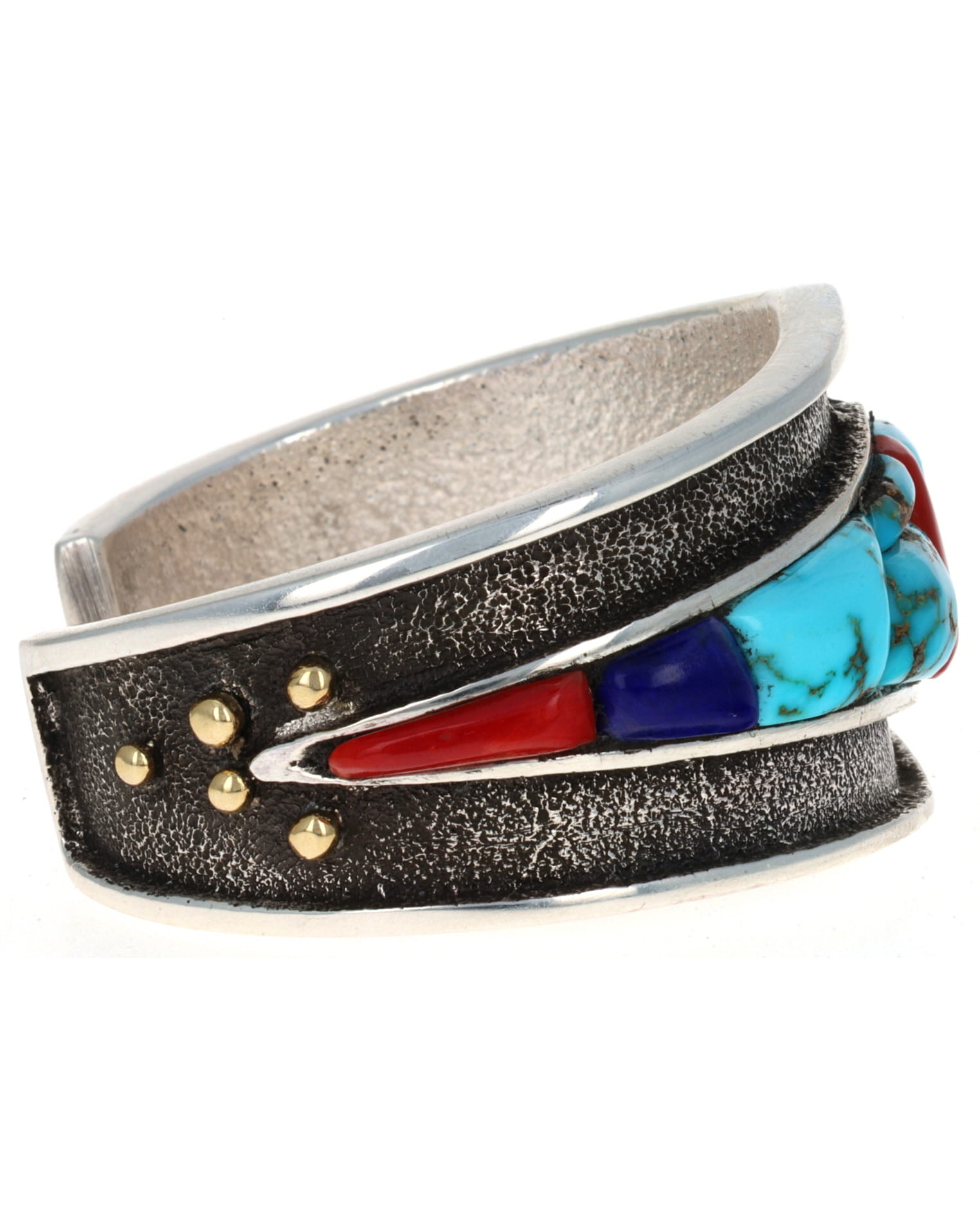 Multi-Color Raised Cobblestone Inlay Bracelet With 18K Gold Accents