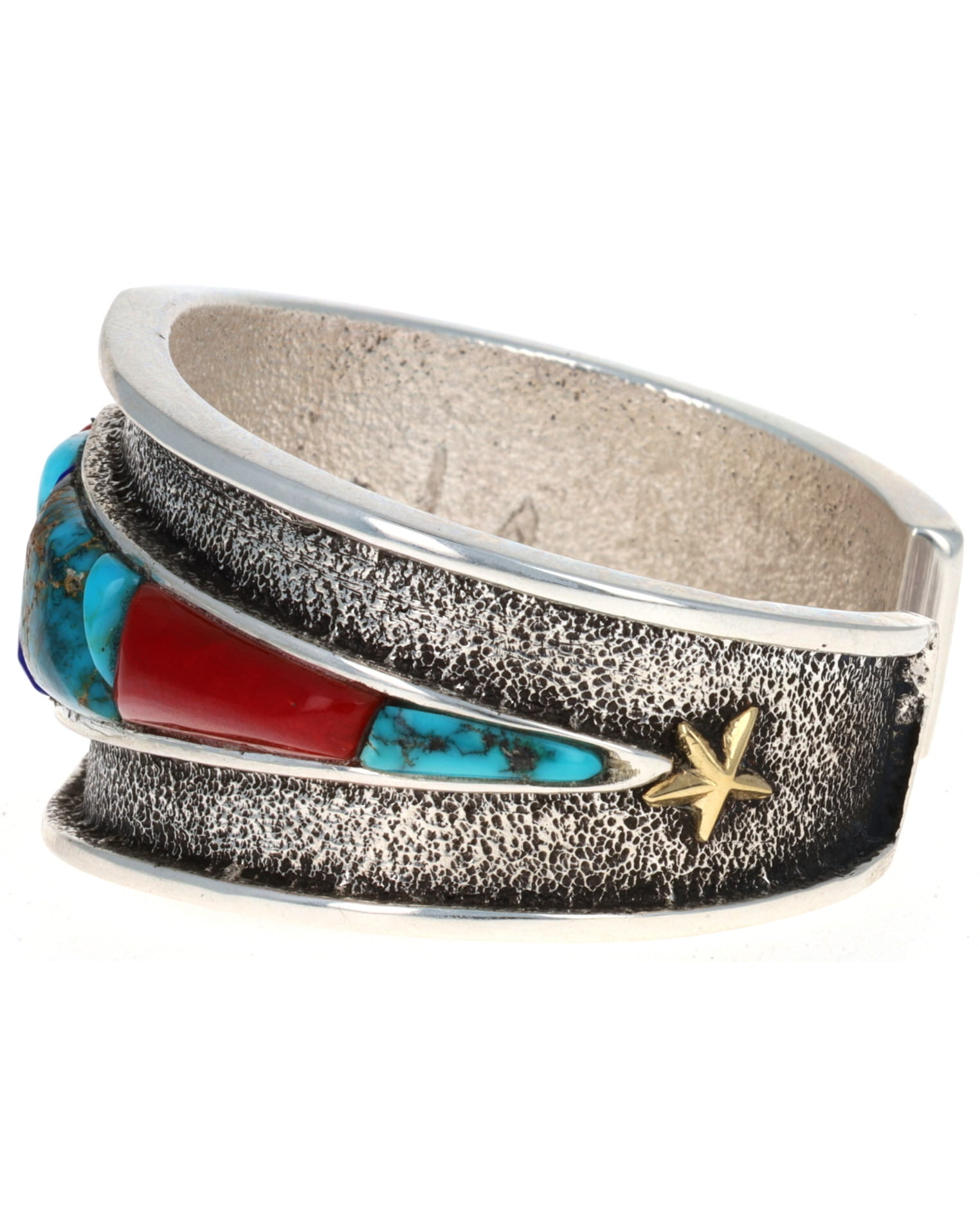 Multi-Color Raised Cobblestone Inlay Bracelet With 18K Gold Accents