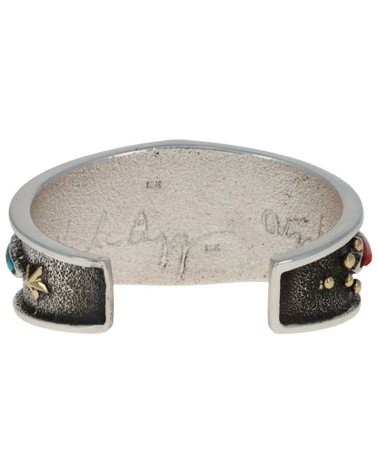 Multi-Color Raised Cobblestone Inlay Bracelet With 18K Gold Accents
