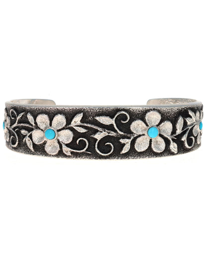 High Grade Natural Castle Dome Turquoise 4 Flower Bracelet