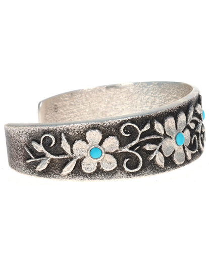 High Grade Natural Castle Dome Turquoise 4 Flower Bracelet
