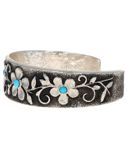 High Grade Natural Castle Dome Turquoise 4 Flower Bracelet