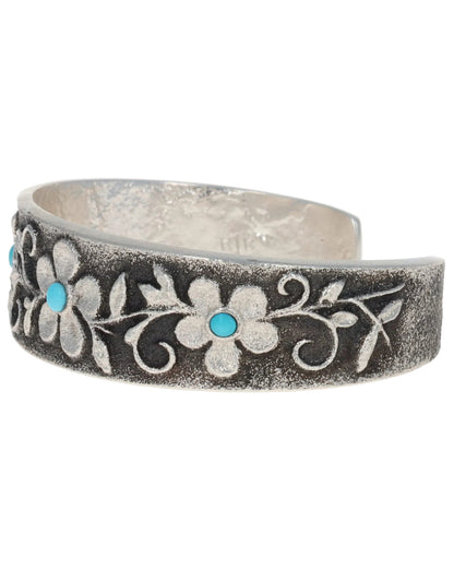 High Grade Natural Castle Dome Turquoise 4 Flower Bracelet