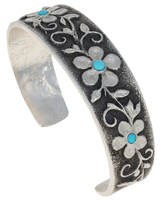 High Grade Natural Castle Dome Turquoise 4 Flower Bracelet
