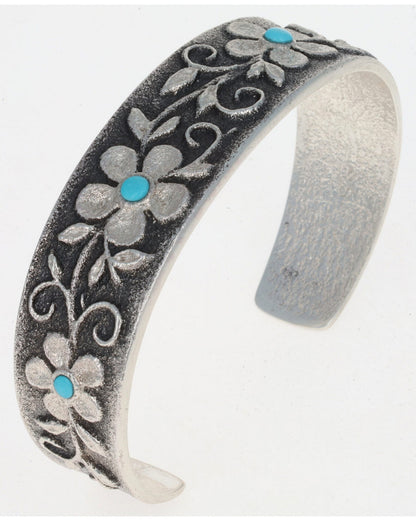 High Grade Natural Castle Dome Turquoise 4 Flower Bracelet