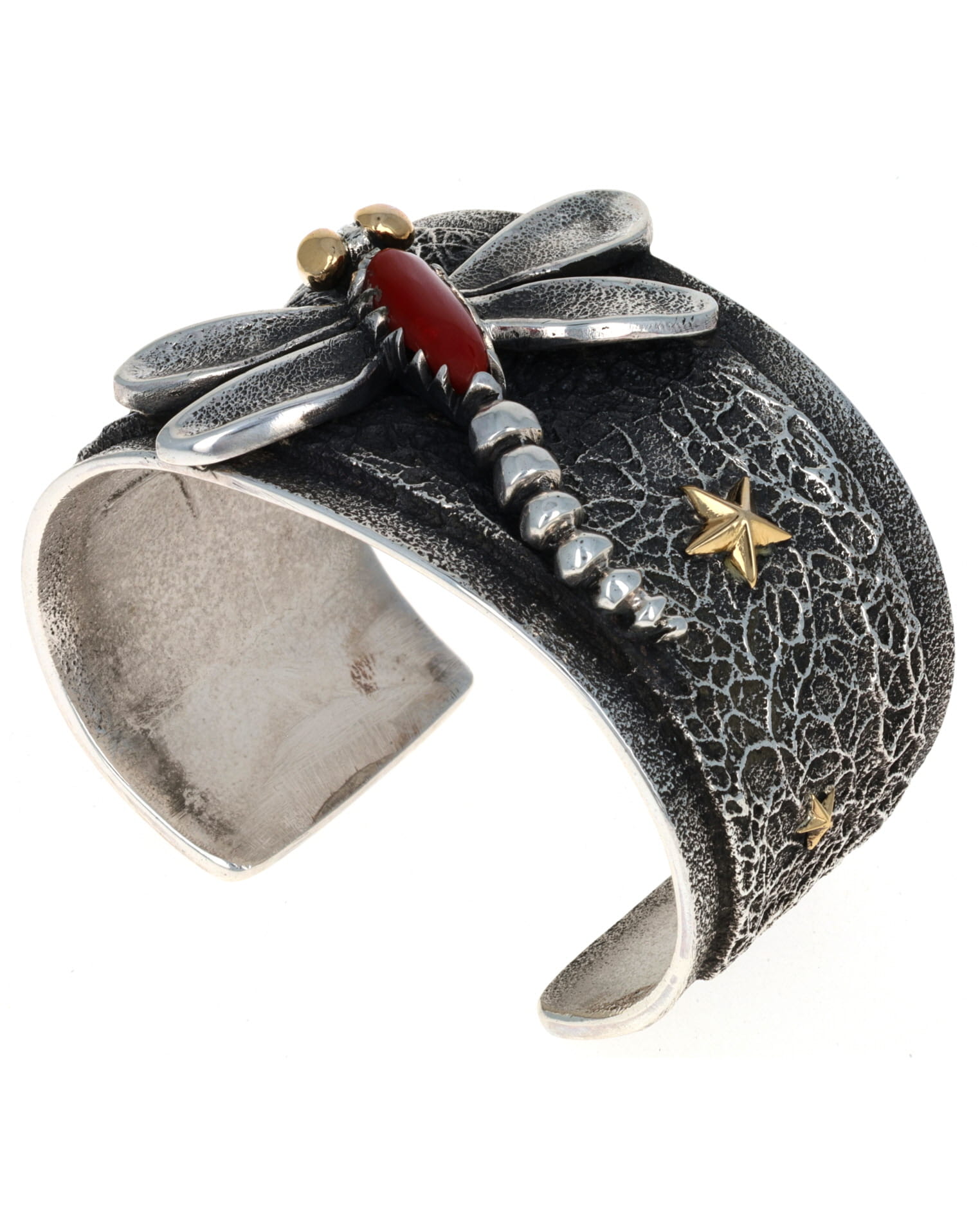 Dragonfly Bracelet Set With Aka Coral And 18K Gold Accents