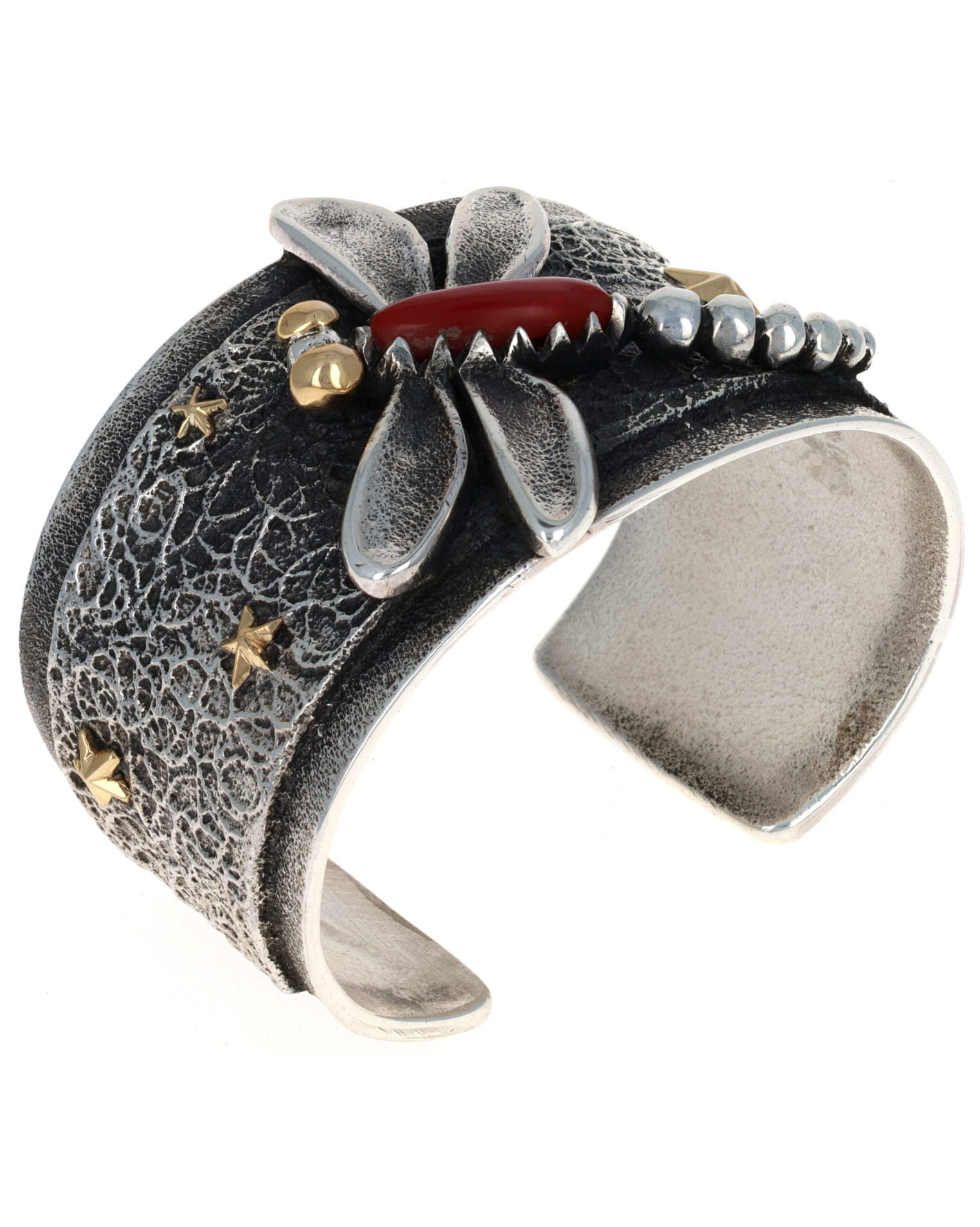 Dragonfly Bracelet Set With Aka Coral And 18K Gold Accents
