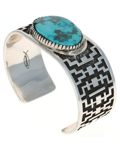 Natural Kingman Turquoise Overlay Bracelet