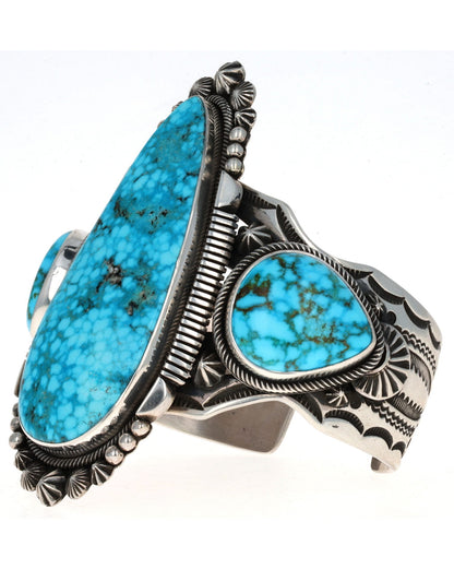 Natural Kingman Turquoise 3-Stone Bracelet