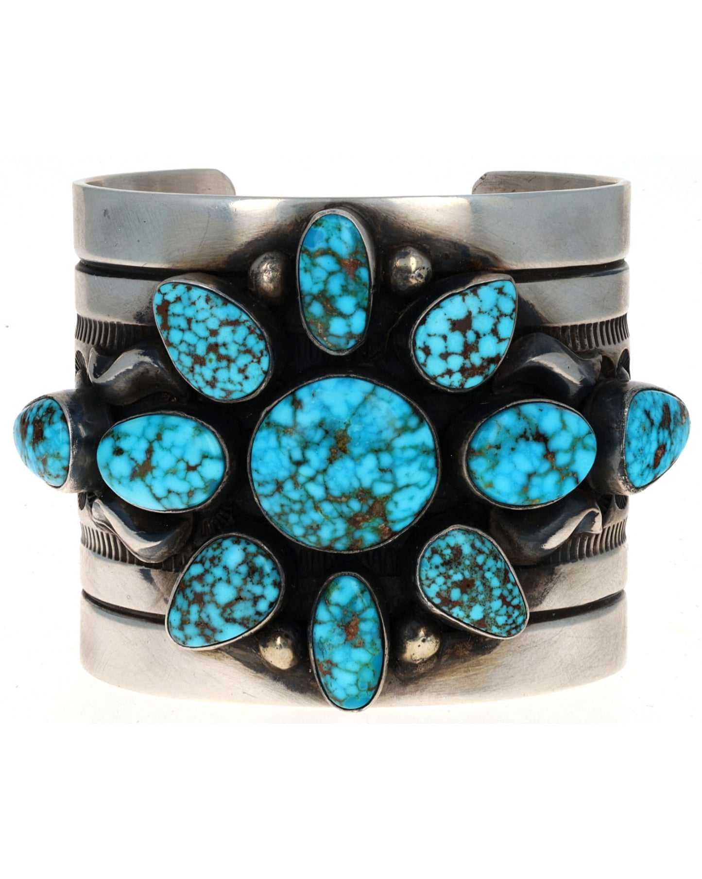 Natural Kingman Water Web Turquoise Cluster Bracelet