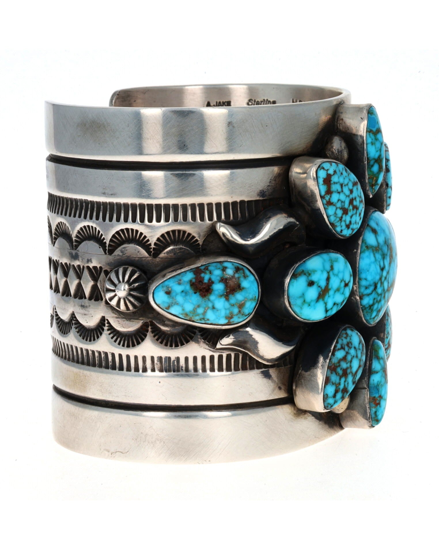 Natural Kingman Water Web Turquoise Cluster Bracelet