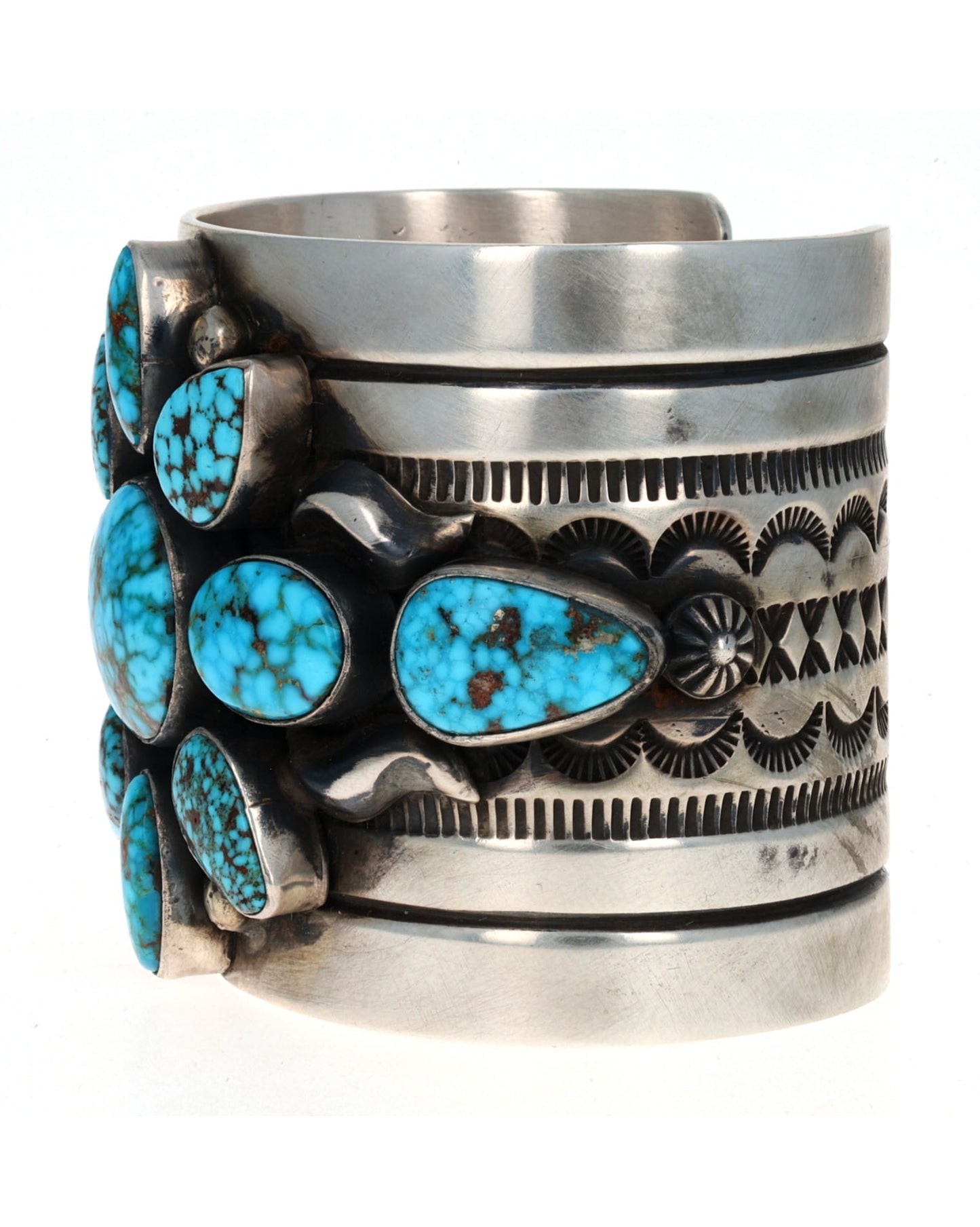 Natural Kingman Water Web Turquoise Cluster Bracelet