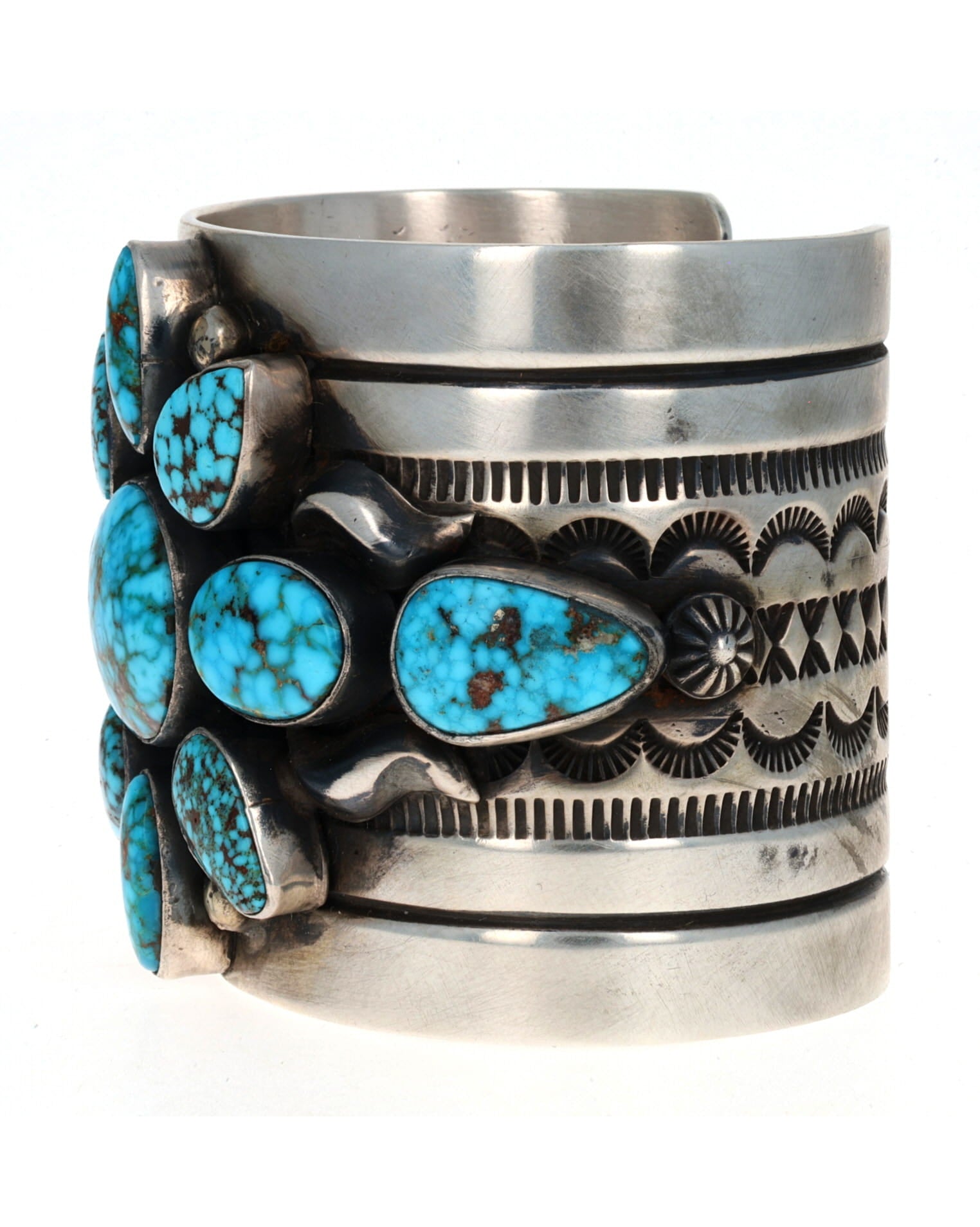 Natural Kingman Water Web Turquoise Cluster Bracelet