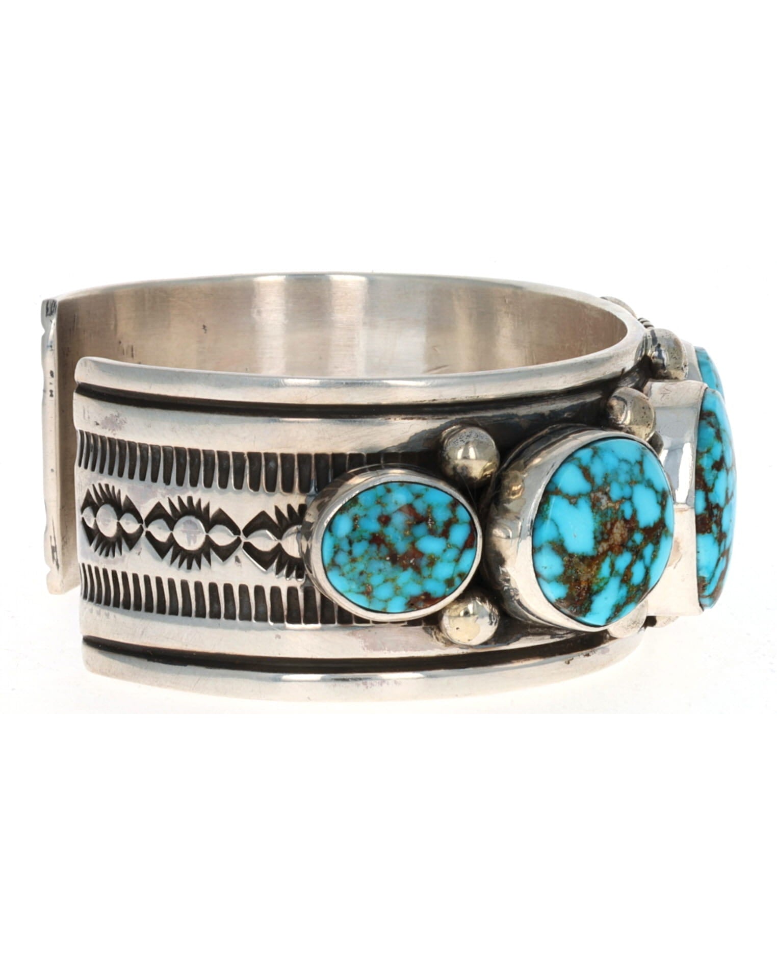 Natural Kingman Water Web Turquoise 7-Stone Row Bracelet