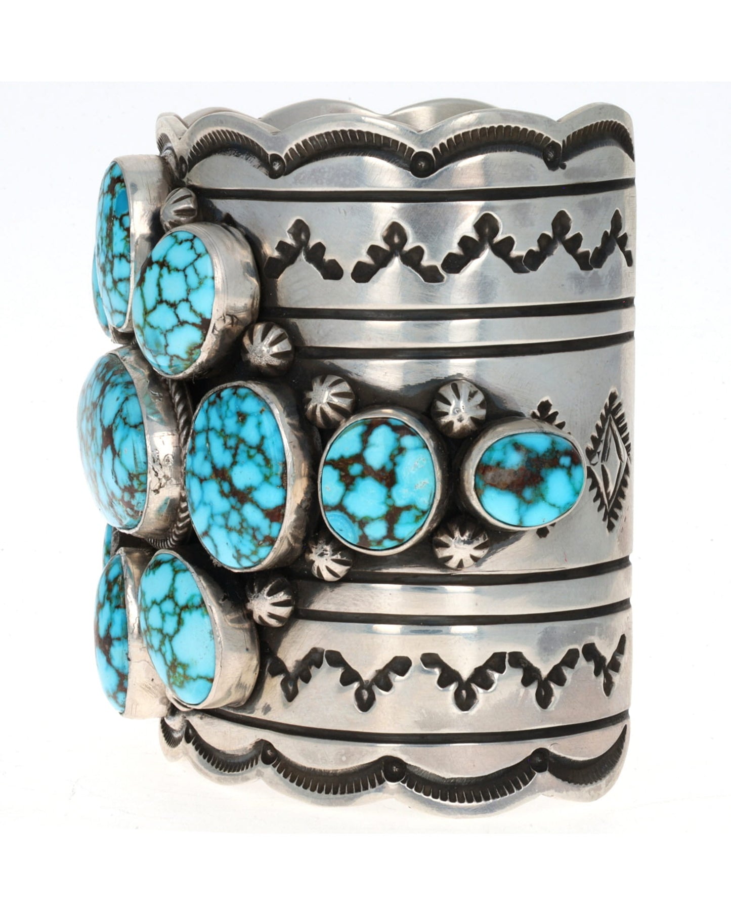 Natural Kingman Water Web Turquoise Cluster Bracelet