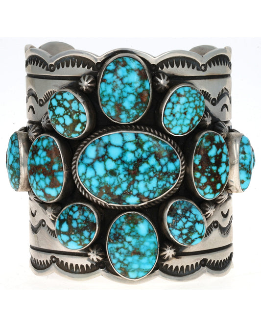 Natural Kingman Water Web Turquoise Cluster Bracelet